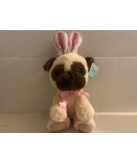 Walgreens Hug Me Pug Dog Plush with Sparkly Pink Bunny Ears Stuffed Animal - £13.30 GBP