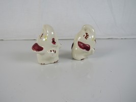 Vintage Elephant Salt n Pepper Shakers Porcelain 3 3/8&quot; tall White and Pink - $10.40