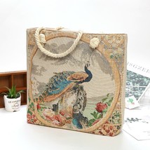 2021 National Style Canvas Shoulder Bag Bohemian Cloth Bag Embroidered Peacock W - £28.88 GBP