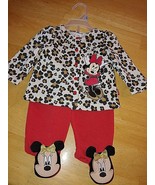 DISNEY BABY GIRL&#39;S 2-PC POLYESTER KNIT SUIT-NWOT-MINNIE MOUSE-RED PANTS-... - £8.83 GBP