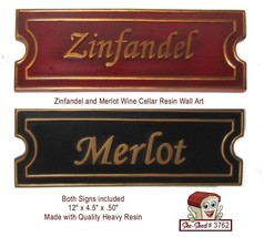 Zinfandel and Merlot Wine Cellar Resin Wall Art Signs - both included - £19.61 GBP