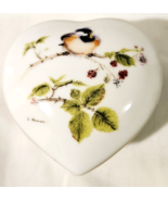 Vintage Otagiri Heart Shaped Trinket Box Chickadee V. Pfeffier Made in J... - $23.83 CAD