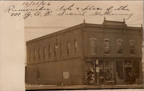 Primary image for Walkerton Indiana RPPC Globe Clothier and Central Drug Store 1906 Postcard X12