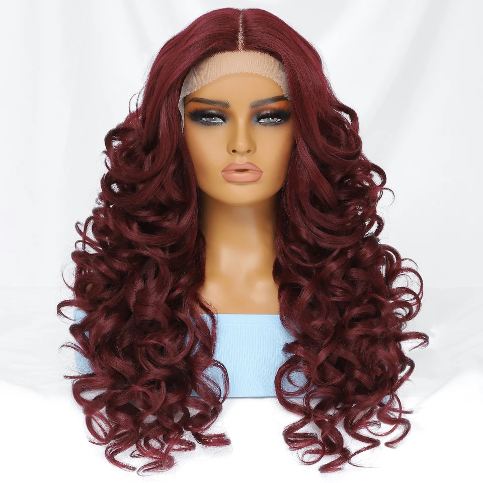 24Inch Curly Wave Synthetic Lace Front Wigs For Black Woman Ombre Blonde With - £38.15 GBP
