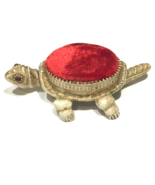Turtle Nodder Pin Cushion Red Velvet Top Very Clean - £27.66 GBP