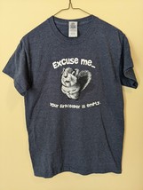 Unisex Novelty T Shirt Squirrel Excuse Me Empty Bird Feeder Size Small Blue - $12.19