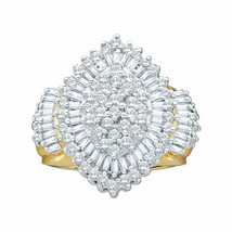 Authenticity Guarantee 
10kt Yellow Gold Womens Round Diamond Oval Cluster Ri... - £1,277.37 GBP