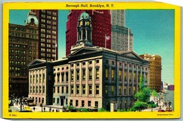 Borough Hall Brooklyn New York NY UNP Linen Postcard I2 - £3.47 GBP