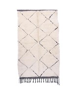 Wool Beni Ourain Berber Carpet, Berber 5x8 feet White - Cream Moroccan rug - $632.50