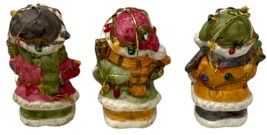 Vintage Ceramic Santa Teddy Bears Hanging Christmas Ornaments Set of 3 - 3.5" image 6