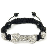 SWAG Bracelet with Rhinestones New Crystal Balls Style Macrame Adjustabl... - £12.34 GBP