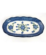 Unikat Polish Pottery Tray Hand Made Scalloped Edge Floral Design w Tags - £29.64 GBP