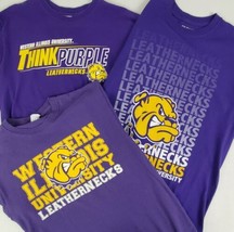 (3) Western Illinois Leathernecks T-Shirts Medium Purple Gold Rocky the Bulldog - £19.07 GBP