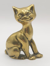 Vintage Brass Grinning Cat Cast Figure - $19.83