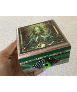 Lovecraft Cthulhu Octopus Creature Creepy Green Wooden Trinket Box - Medium - $16.30 CAD