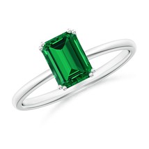 ANGARA Lab-Grown Ct 1 Emerald-Cut Emerald Solitaire Engagement Ring in 14K Gold - £665.65 GBP