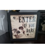 Halloween ENTER IF YOU DARE Skull Wall Sign Prop Tabletop Decor 7.75&quot; - £16.52 GBP