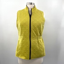 CAbi Womens Black &amp; Yellow Green Reversible Travel Quilted Vest Size Med... - £15.78 GBP