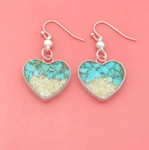 NWT Turquoise Sand Heart Earrings - £15.93 GBP