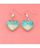 NWT Turquoise Sand Heart Earrings - £24.68 GBP