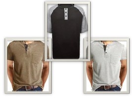 Henley T-Shirt Big Tall Mens Button Top Choice Color -Size Top Pocket NEW - £15.97 GBP