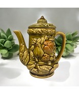 Vintage Teapot JAPAN Green with Fruit Vegetables Ceramic Hand Painted Li... - $36.54 CAD