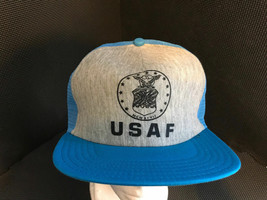 US AIR FORCE GREY AND BLUE FRONT BLUE MESH BACK SNAPBACK HAT CAP - £10.82 GBP