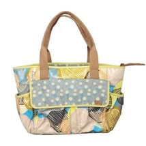 Fossil Key Per Diaper Bag XL Tote Coated Canvas Taupe Beige Green Leaf Flower - £31.81 GBP