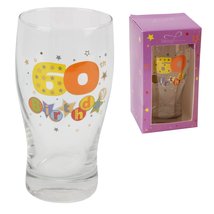 Personalised Fanfare 60th Birthday Pint Glass in Gift Box TP15860 - Add Your Own - £16.57 GBP