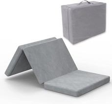Sinweek 3&quot; Tri-Folding Mattress Foam Topper With Waterproof Lining And - £111.83 GBP