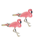 FLAMINGO CUFFLINKS Pink Tropical Bird Rich Color Wedding Groom Best Man ... - $13.89 CAD