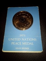 UNITED NATIONS SOLID BRONZE PEACE MEDAL 1971 - £16.80 GBP