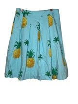 RSVP By Talbots Women&#39;s Skirt A-Line Pleats Pineapples Print Aqua Blue Sz. 10 - £22.91 GBP