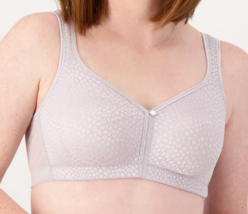 Breezies Wirefree Diamond Shimmer Unlined Support Bra- PEARL GREY, 44D A561421 - £24.54 GBP