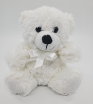 Plush In A Rush White Bear w Satin Bow 7&quot; Stuffed Toy Baby Shower Gift B96 - £7.84 GBP