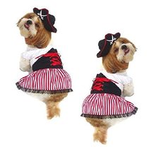 Lady Pirate Dog Costumes - Dress Your Pup Nautical Halloween Sailor Dress &amp; Hat( - £32.67 GBP