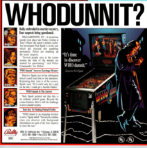 Who Dunnit Pinball FLYER 1995 Original NOS Murder Mystery Vintage Retro Game Art - £11.79 GBP