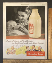 Vintage Print Ad Duraglass Bottles Girl Feeding Happy Baby Photo 1940s Ephemera - £11.70 GBP