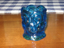 Toothpick Holder- Moon &amp; Star-L.E. Smith-Blue- Pressed Glass-USA-1940&#39;s - £11.19 GBP