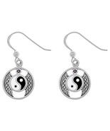 Jewelry Trends Yin Yang Wings Sterling Silver Dangle Earrings Purple Ame... - $78.95 CAD