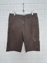 VANS Off The Wall Skater Shorts Brown Stripes Skull Buttons Mens 32 - £15.65 GBP