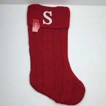 Holiday Time Red Knit Christmas Stocking Embroidered Monogram Letter &quot;S&quot;... - $24.99