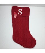 Holiday Time Red Knit Christmas Stocking Embroidered Monogram Letter &quot;S&quot;... - £19.91 GBP