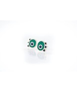 Modern Ear Studs - Earrings - Sterling Silver - Green and Blue - $47.96 CAD