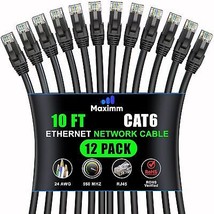 Cat 6 Ethernet Cable 10 ft 12 Pack High Speed LAN Cable Internet Cable Patch Cab - £54.18 GBP