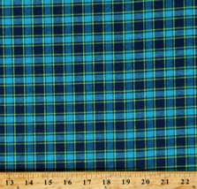 Cotton Homespun Plaid Blue Green Tri Color Check Piccadilly Fabric BTY D153.09 - £9.53 GBP