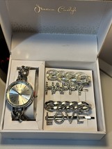 Jessica Carlyle Ladies Analog Silver Metal Bracelet Watch Gift Set W/ Hair Clips - $10.00