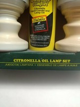 Summer Comfort Citronella Oil Lamp Set 2 Lamps &amp; 1 Bottle 8oz Citromax Outdoor  - £30.36 GBP