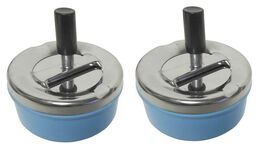 Round Push Down Ashtray with Spinning Tray Retro Style (Blue) 2 pack - $9.89