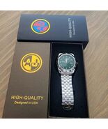 AJ High-Quality stainless steel Quartz Watch with Green Dial and Silver ... - $34.65